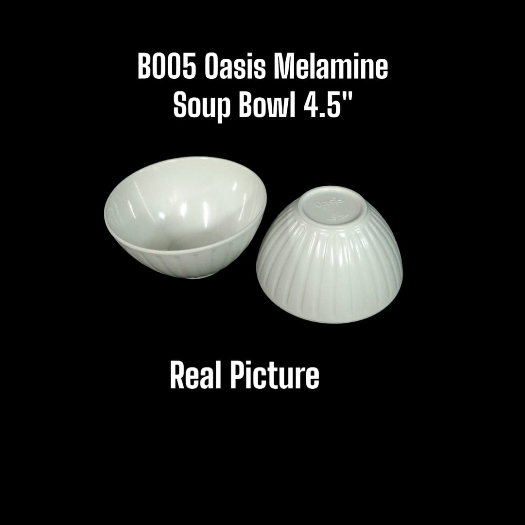 Oasis Melamine Soup Bowl – 4.5" (Set of 6 pcs)
*Enjoy your soups, stews, and snacks in style with these Oasis Melamine Soup Bowls. Durable, lightweight, and easy to clean, they are perfect for everyda