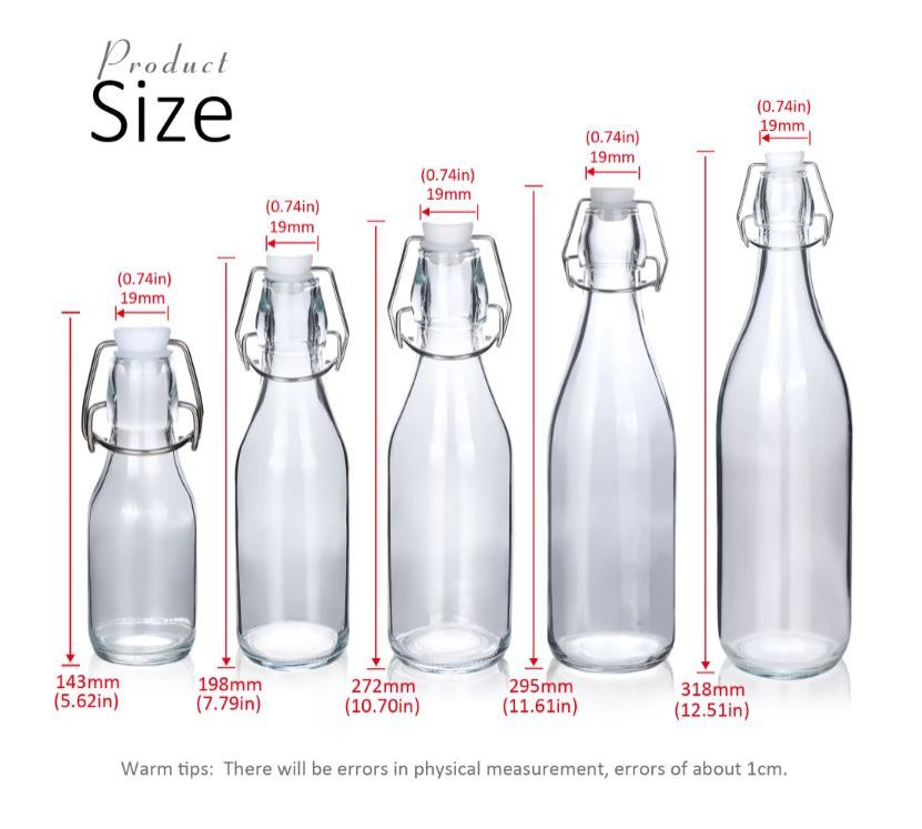 Air Tight Swing Top Clip Beverage Glass Bottles