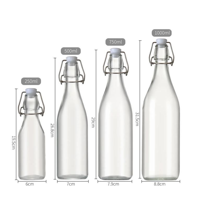 Air Tight Swing Top Clip Beverage Glass Bottles
