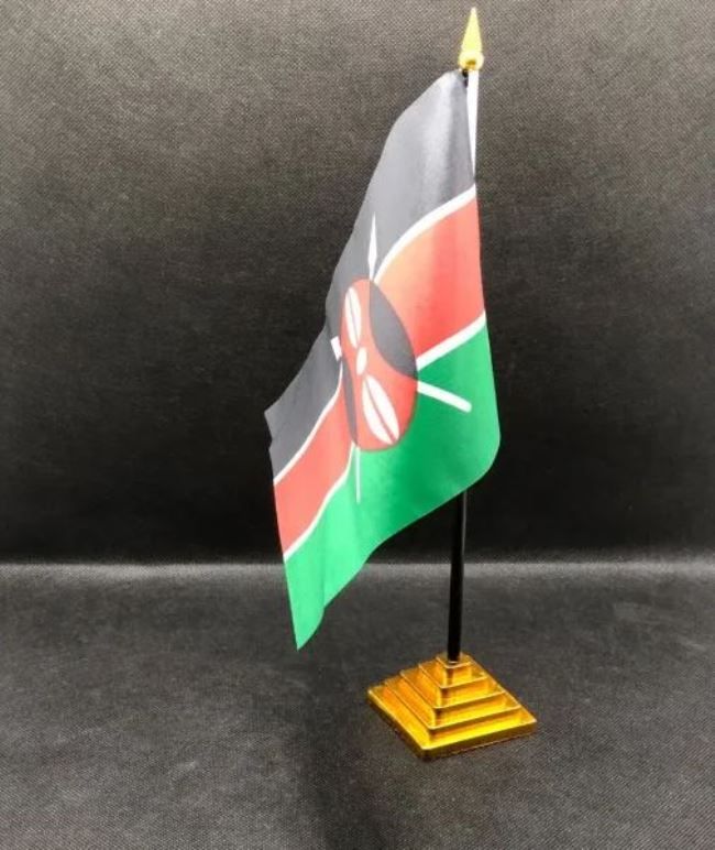 Mini Table Desk KENYA Kenyan Flag Banner Décor Stand