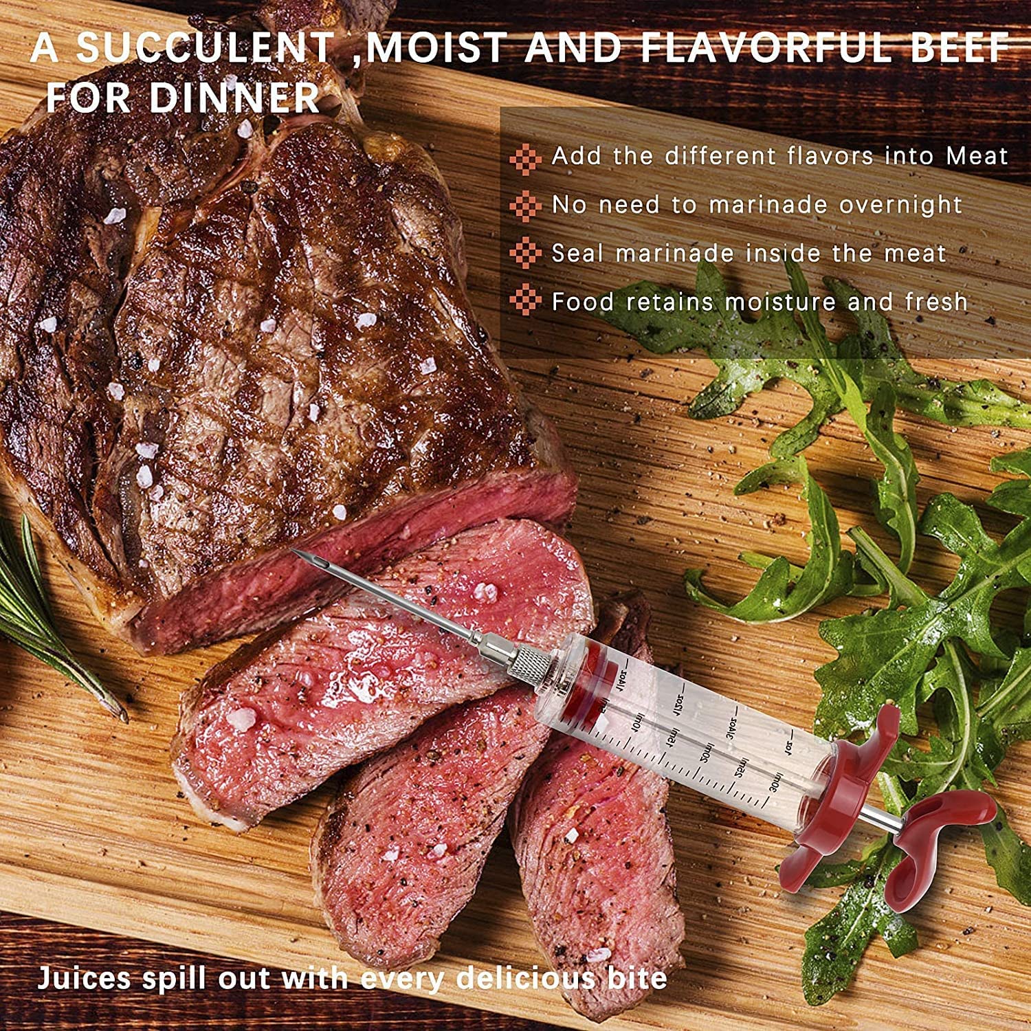 Kitchen BBQ Meat Barbecue Seasoning Marinade Injector Syringe