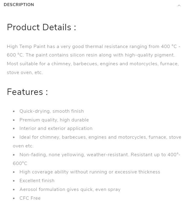 Multipurpose High Temperature Heat Resistant Spray Paint – For Engine, Exhaust & BBQ Stove