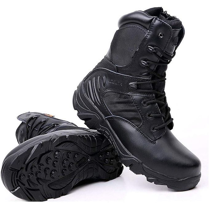 {OFFER !!  OFFER !!} Delta Unisex Military Tactical Leather Boot - Hightop Black