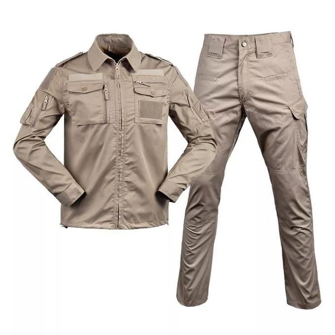 Junglebase Tactical Men Casual Multi-Pockets Shirts+Cargo Pants Suits Outdoor Training Clothes