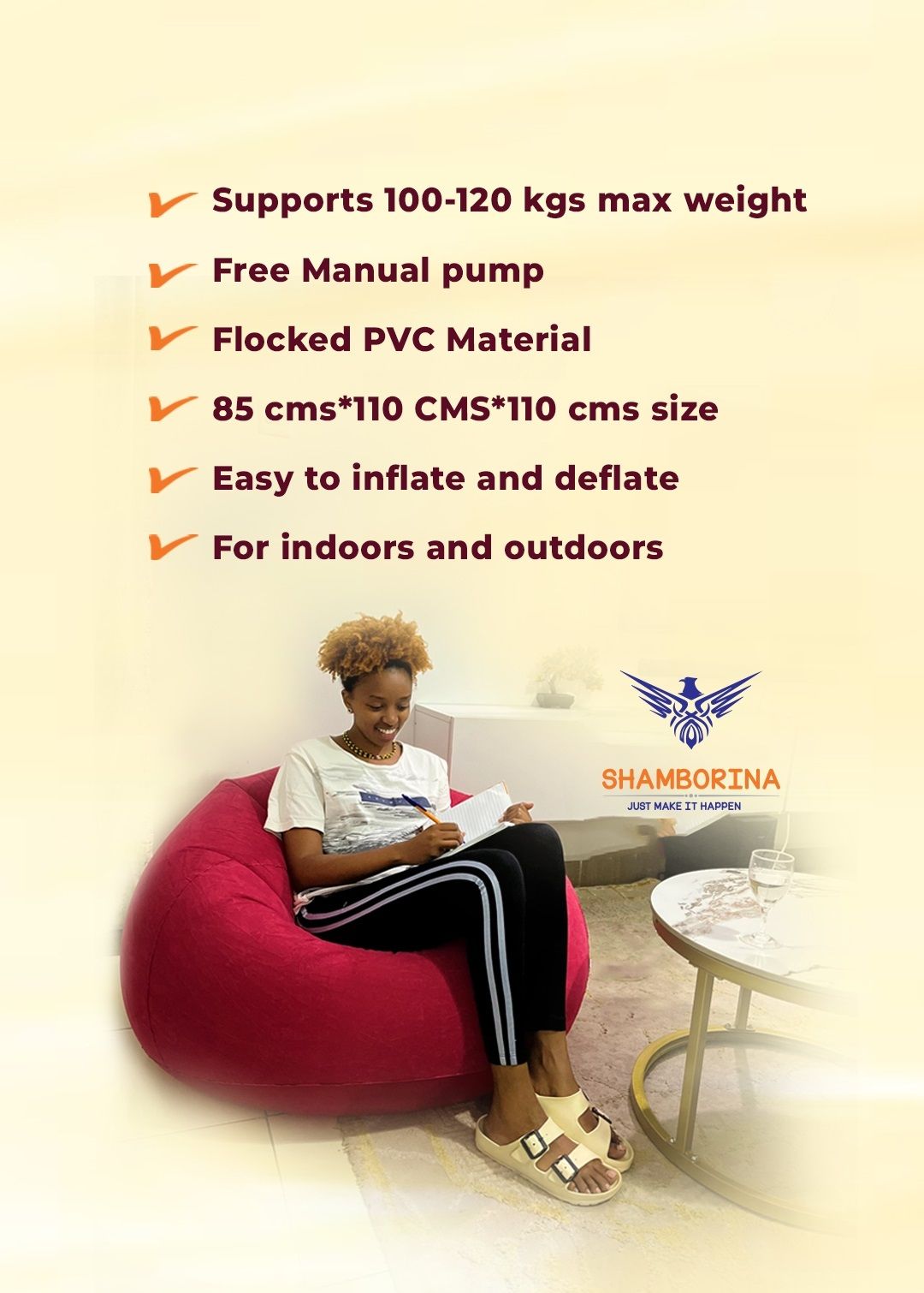{OFFER !!  OFFER !!} Inflatable sofa Seat / Inflatable Bean Bag with Free Pump