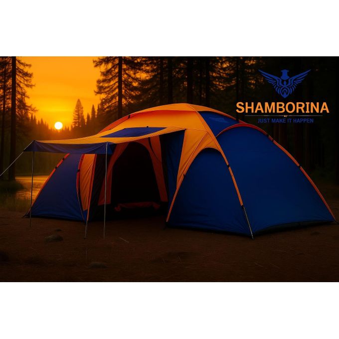 Shamborina Family Camping Tent with 2 Bedroom, 1 Living Area and Awning for 5-8 Persons - 420*210*200 cms