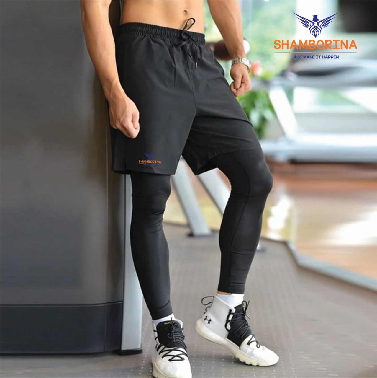 {OFFER !! OFFER !!} 2 in 1 Shamborina Gym Shorts With Leggings – Comfortable, Stylish & Performance