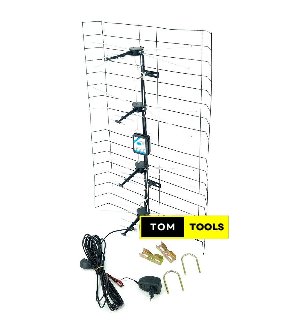 JETA High Gain UHF VHF Grid TV Antenna Aerial with Signal Amplifier
