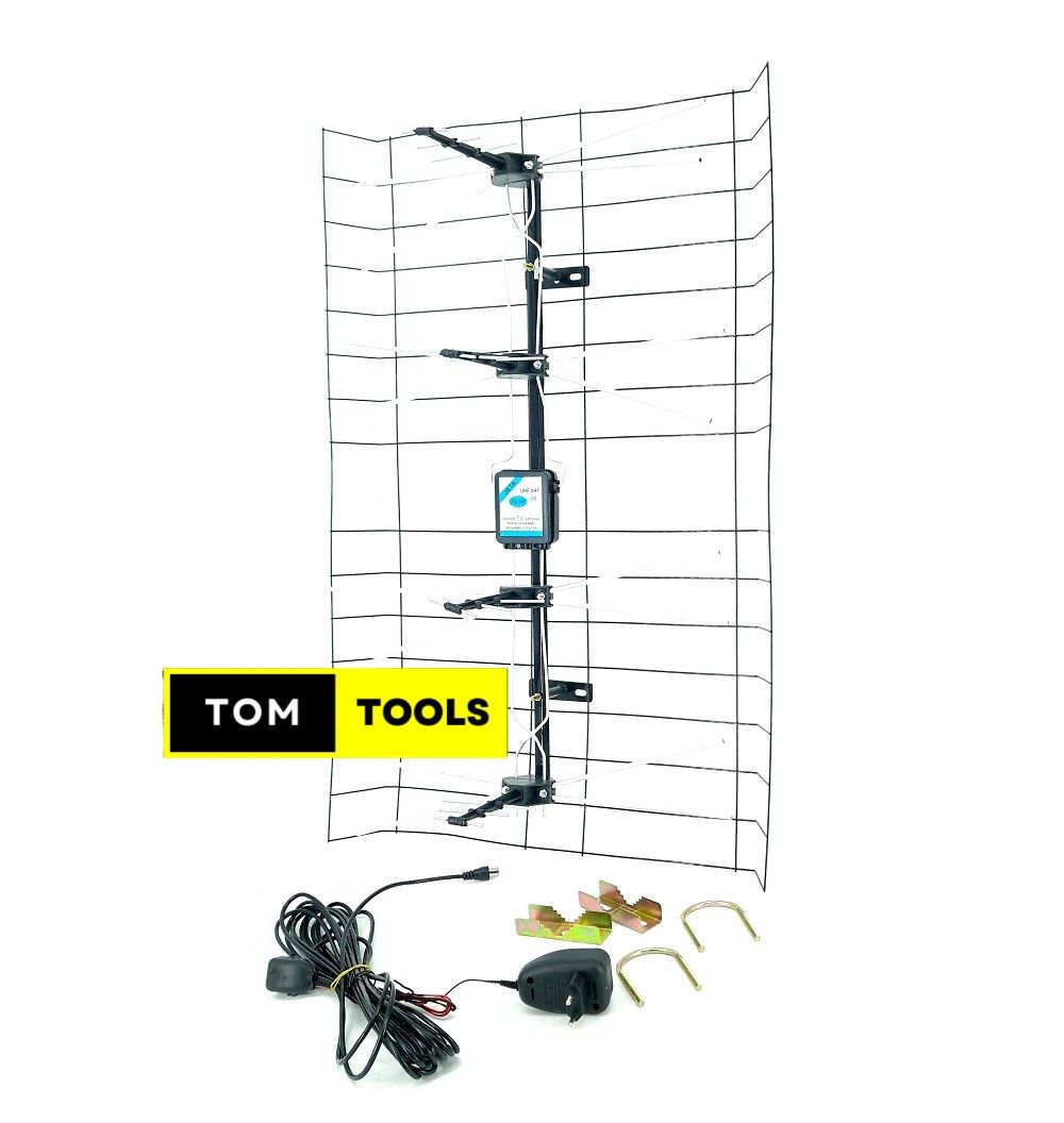 JETA High Gain UHF VHF Grid TV Antenna Aerial with Signal Amplifier