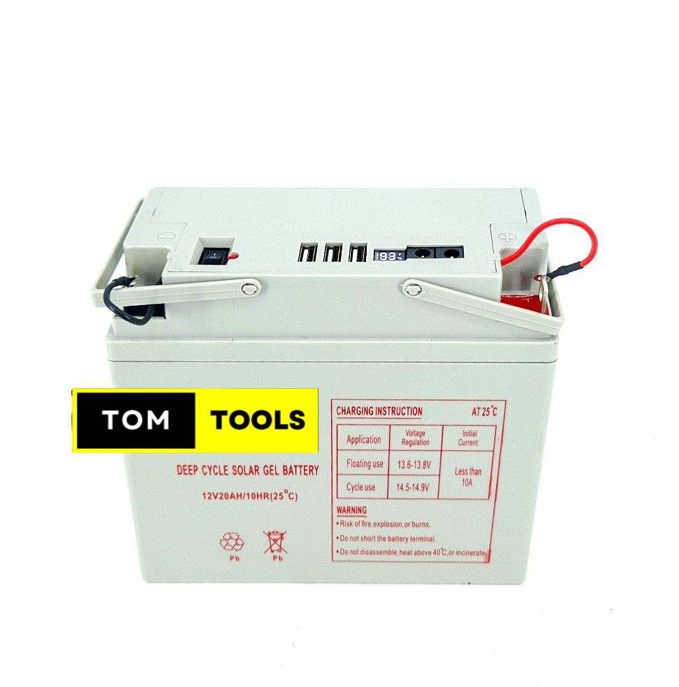 12V 20Ah Deep Cycle Gel Solar Battery with PWM Charge Controller USB and Display