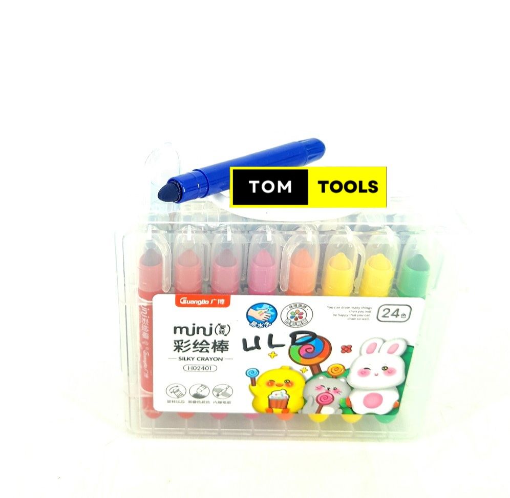 24 Colors Twistable Silky Soft Crayons in Lockable Container