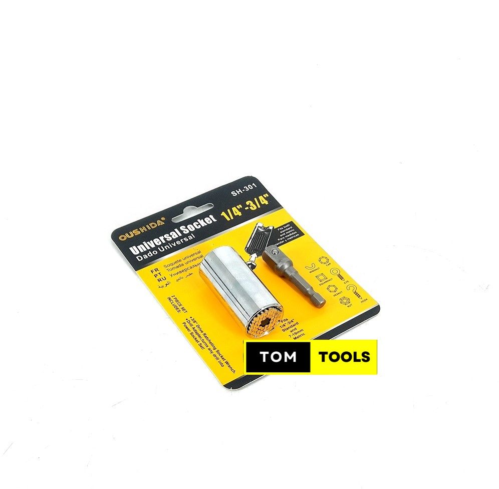 Universal Socket Wrench for 8mm to 19mm with Drill Adapter