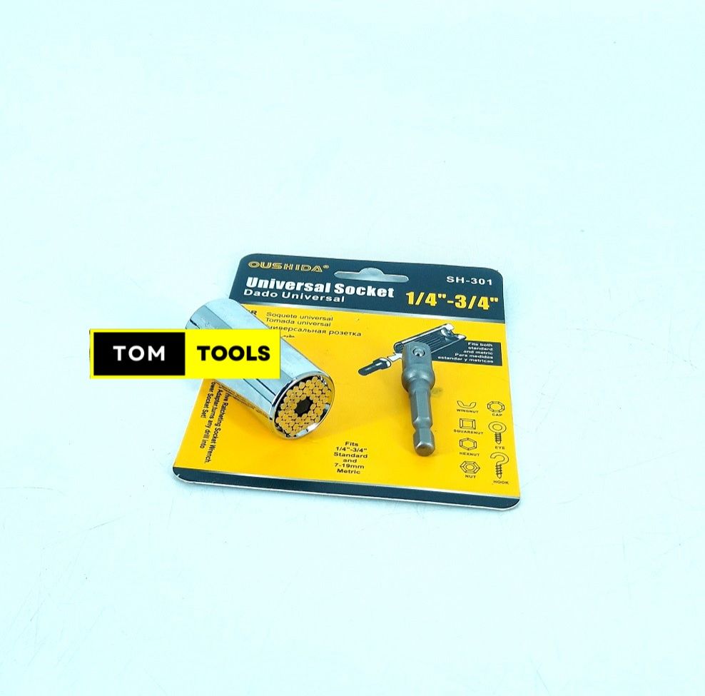 Universal Socket Wrench for 8mm to 19mm with Drill Adapter