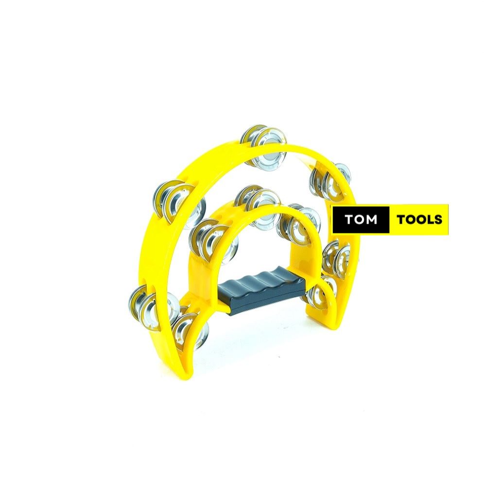 Half Moon Double Row Tambourine with Ergonomic Handle Grip