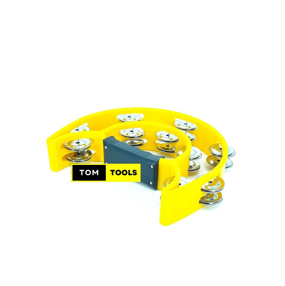 Half Moon Double Row Tambourine with Ergonomic Handle Grip