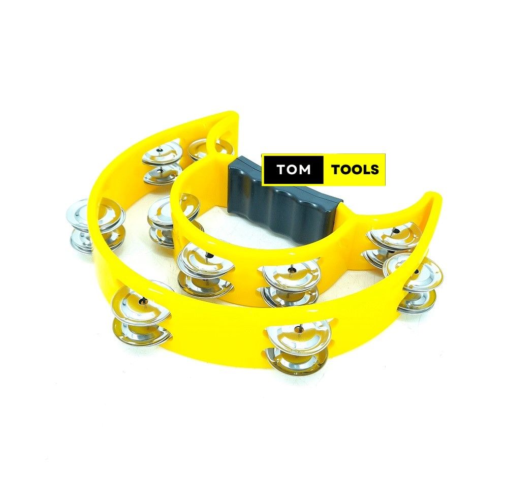 Half Moon Double Row Tambourine with Ergonomic Handle Grip