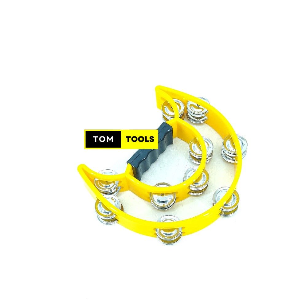 Half Moon Double Row Tambourine with Ergonomic Handle Grip