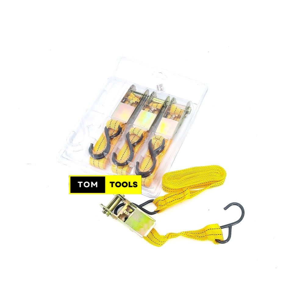 4PCS 2.5cm x 4.5m All Metal Ratchet Strap Tie Downs