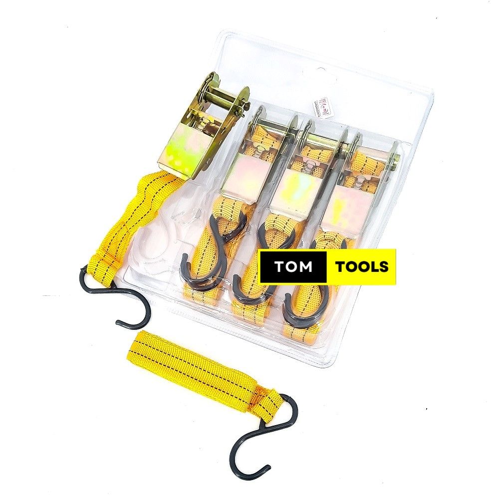 4PCS 2.5cm x 4.5m All Metal Ratchet Strap Tie Downs