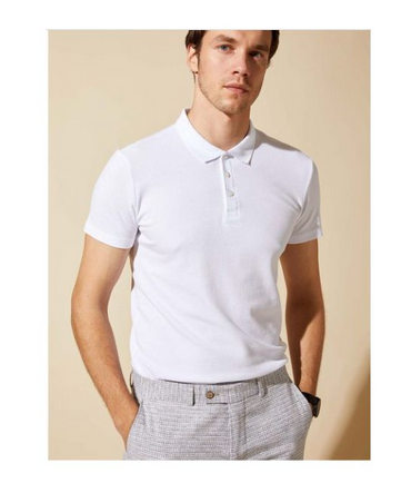 Classic Fashionable Heavy Duty Cotton Men Polo Tshirt- White
