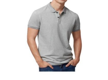 Fashion 100% Heavy Duty Cotton Men Polo Tshirt- Grey