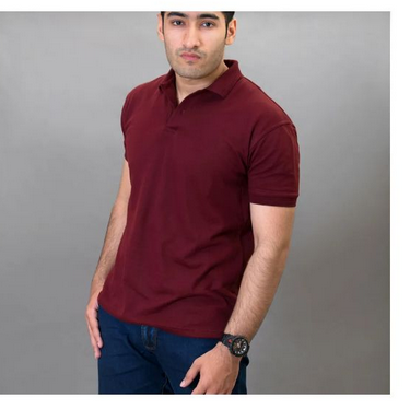 Fashion 100% Heavy Duty Maroon Cotton Men Polo Tshirt