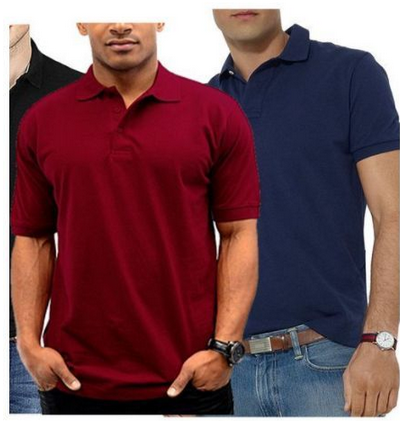 Fashion 2pcs 100% Heavy Duty Maroon Cotton Men 2 in 1 Polo Tshirt- Navy Blue and Maroon