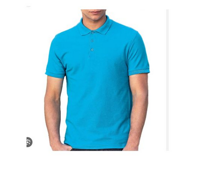 Heavy Duty Cotton Men Polo Tshirt- Cyan