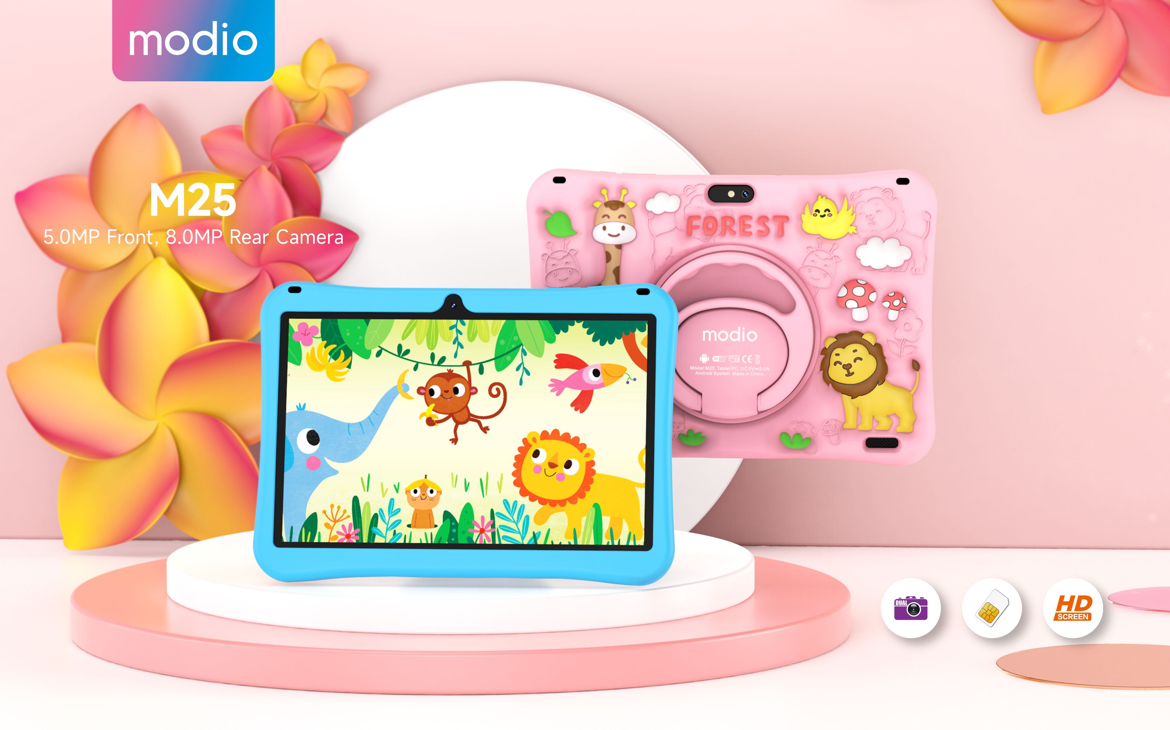 Modio M25 Kids Tablet PC, 10.1 Inches, 6GB RAM 256GB ROM, Sim Card, WIFI, 6000mAh Android +Free Gifts