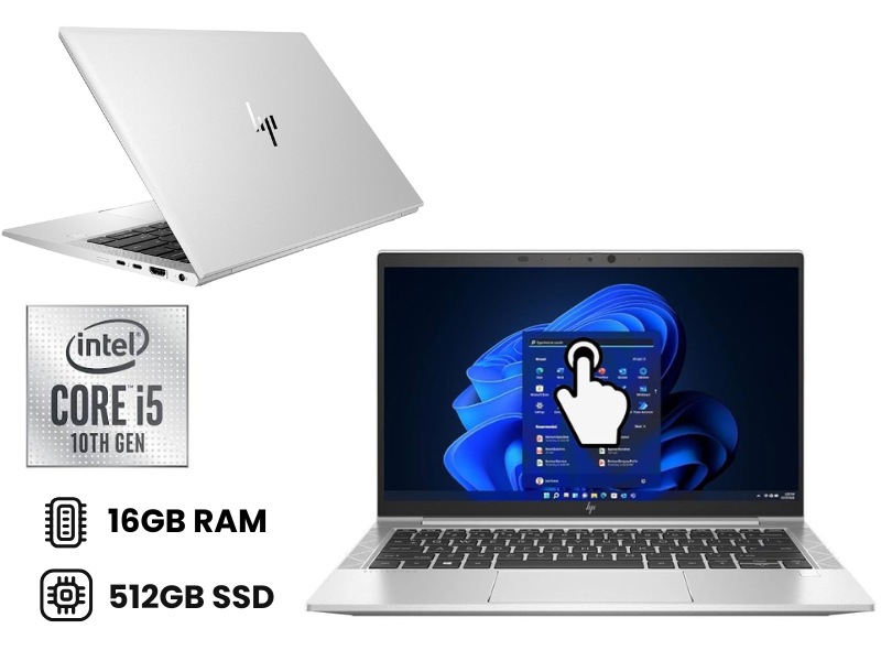 HP EliteBook 830 G7 Core i5 10th Generation 16GB RAM 512GB SSD 13.3 Inches Touchscreen, Windows 11 Pro, Quad Core, HDMI, Refurbished Laptop +Free Bag