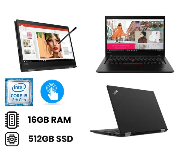 Lenovo Thinpad Yoga 390 x360 Intel Core i5 16GB RAM 512GB SSD 8th generation, Quad Core windows 11 Pro 13.3 inches FHD Touchscreen 2 IN 1 Refurbished Laptop