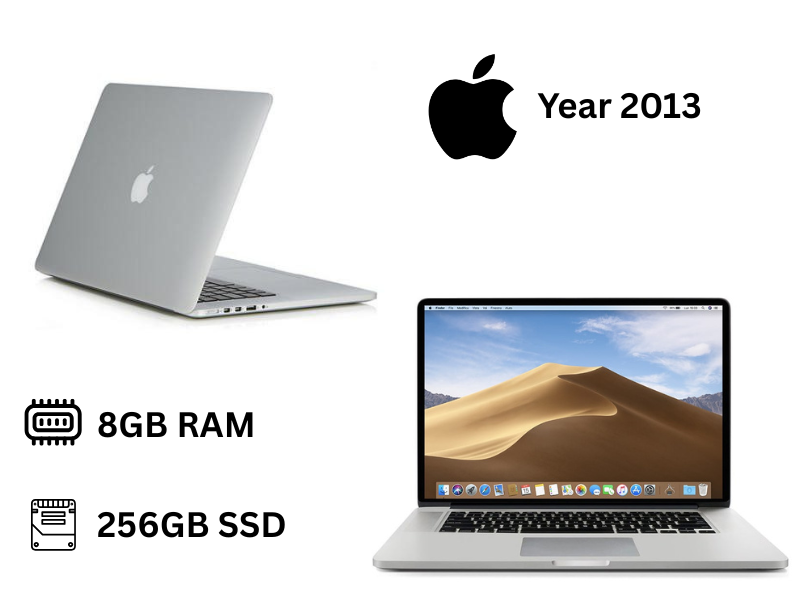 Refurbished Apple Macbook Pro 2013 Core I5 8GB RAM 256GB SSD 2.4GHz Speed,13.3 Inches Retona Dislay, HDMI, USB,WIFI, Bluetooth, Mac OS Installed