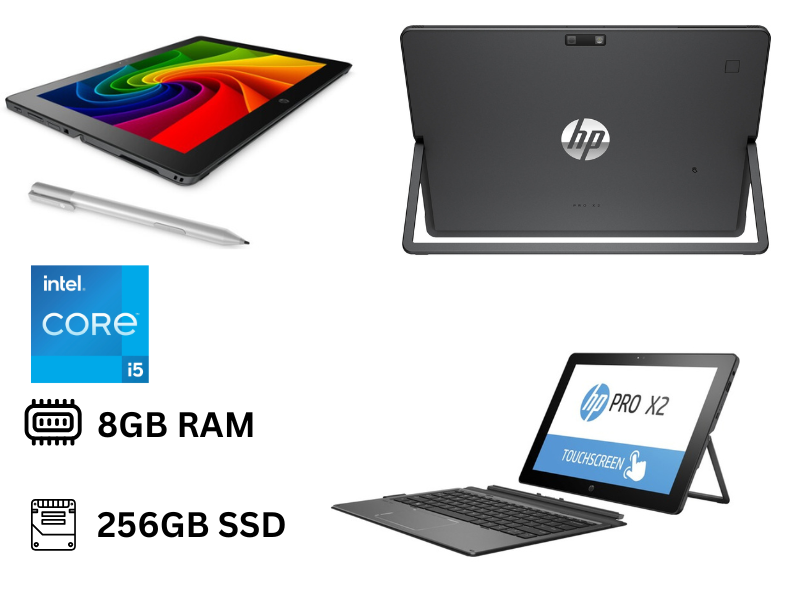 Refurbished HP Pro X2 612 G2 Core I5 7th Generation 8GB RAM 256GB SSD, 12.5 Inches Touchscreen, HD Dual Camera With Stylus Pen And Detachable Keyboard, 2 In 1 Laptop