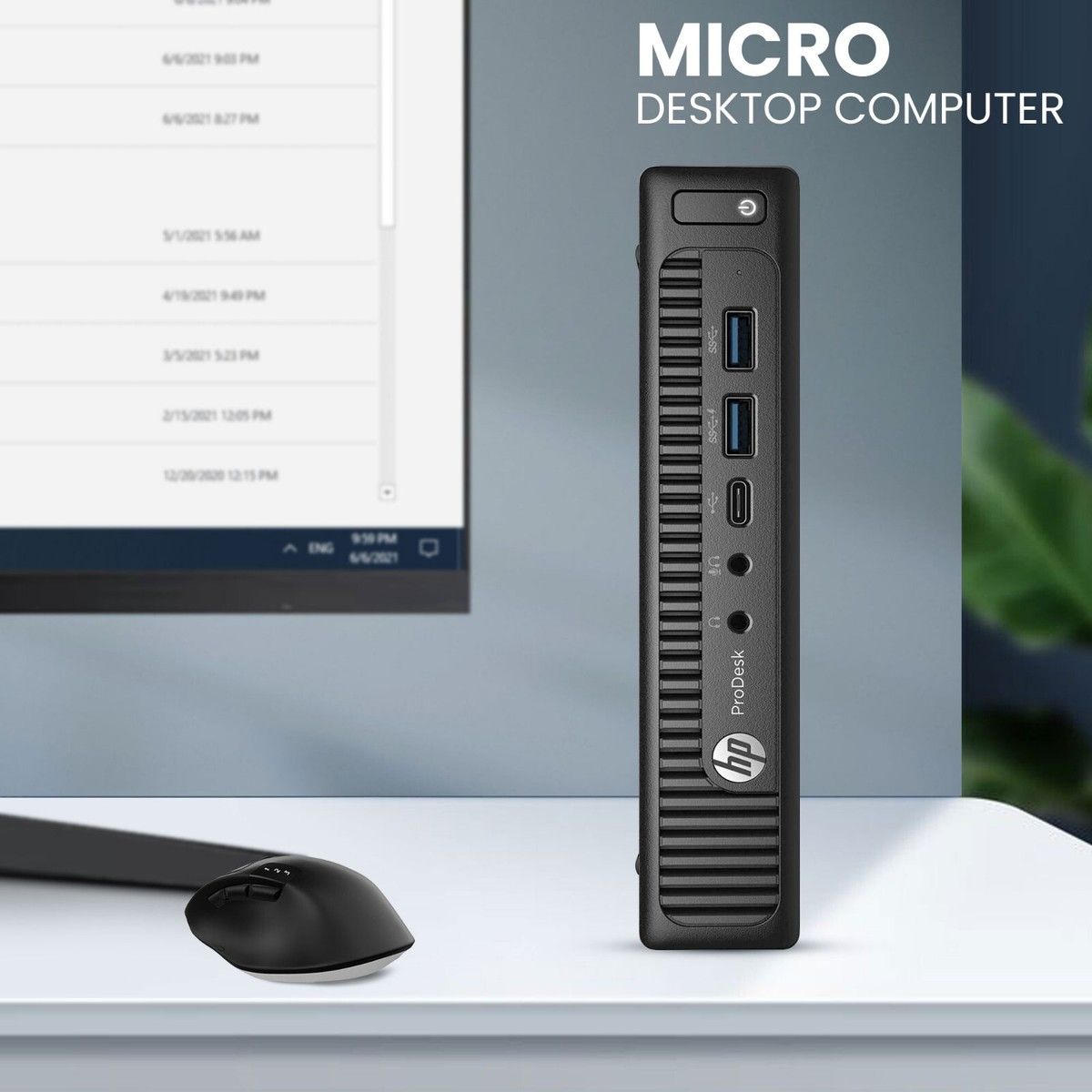 Refurbished HP ProDesk 600 G2 Intel Core i5 6th Gen 8GB RAM 256GB SSD Desktop Mini PC, Windows 10/11 pro, USB Type C, display port