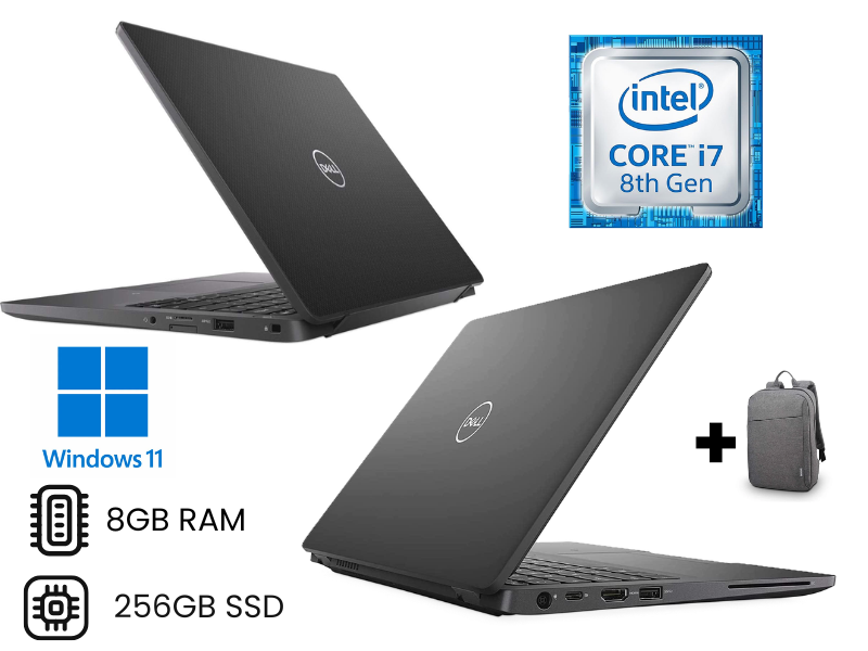 Refurbished Dell Latitude 5300 core i7 8GB RAM 256GB SSD 8th generation 13.3 inches FHD Windows 11 pro HDMI, Camera, WIFI, Notebook PC +Bag