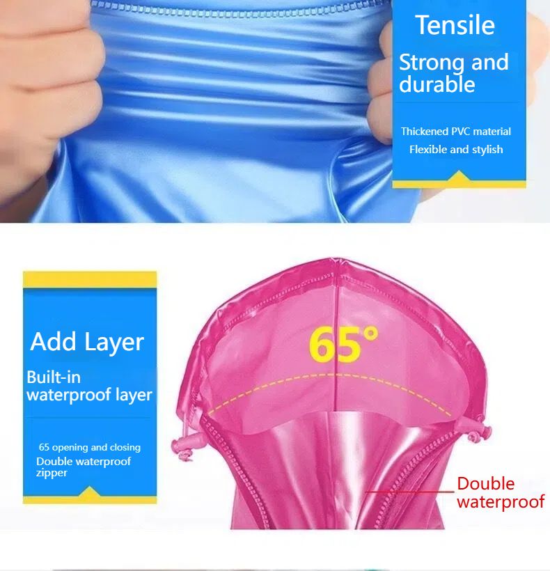 Zipper PVC rain shoes cover for men and women outdoor travel shoe cover non-slip thick wear-resistant waterproof rain shoes cover