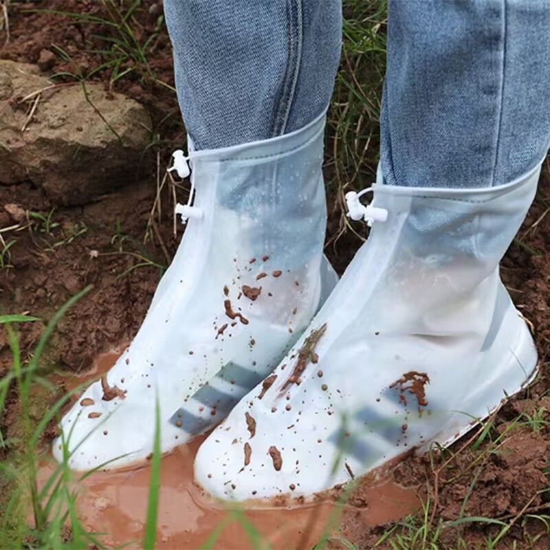 Zipper PVC rain shoes cover for men and women outdoor travel shoe cover non-slip thick wear-resistant waterproof rain shoes cover