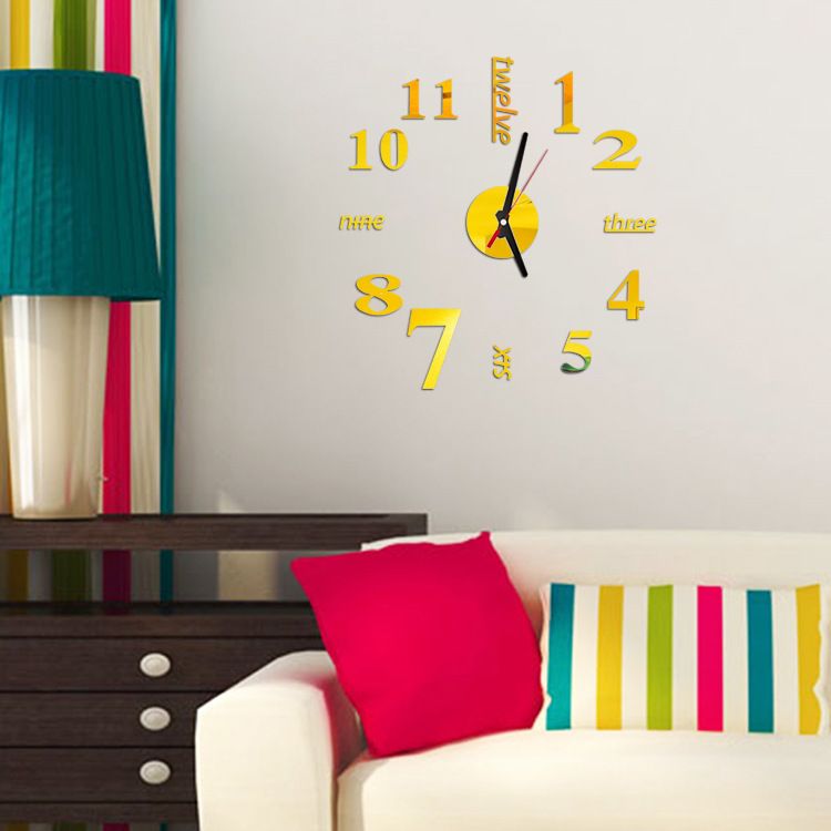 New 3D Wall clock Mirror Wall Acrylic stickers Fashion Living Room Quartz Watch DIY Home Decor Wall clock Creative New Wall clock Mute Creative Fashion Clock Art Geometric Abstract 3D mirror wall cloc