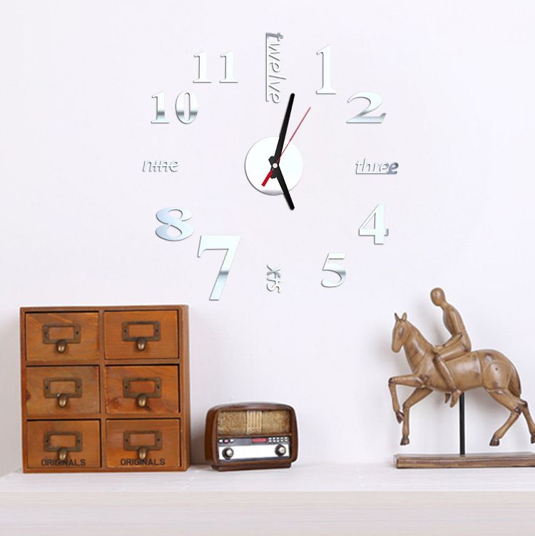 New 3D Wall clock Mirror Wall Acrylic stickers Fashion Living Room Quartz Watch DIY Home Decor Wall clock Creative New Wall clock Mute Creative Fashion Clock Art Geometric Abstract 3D mirror wall cloc