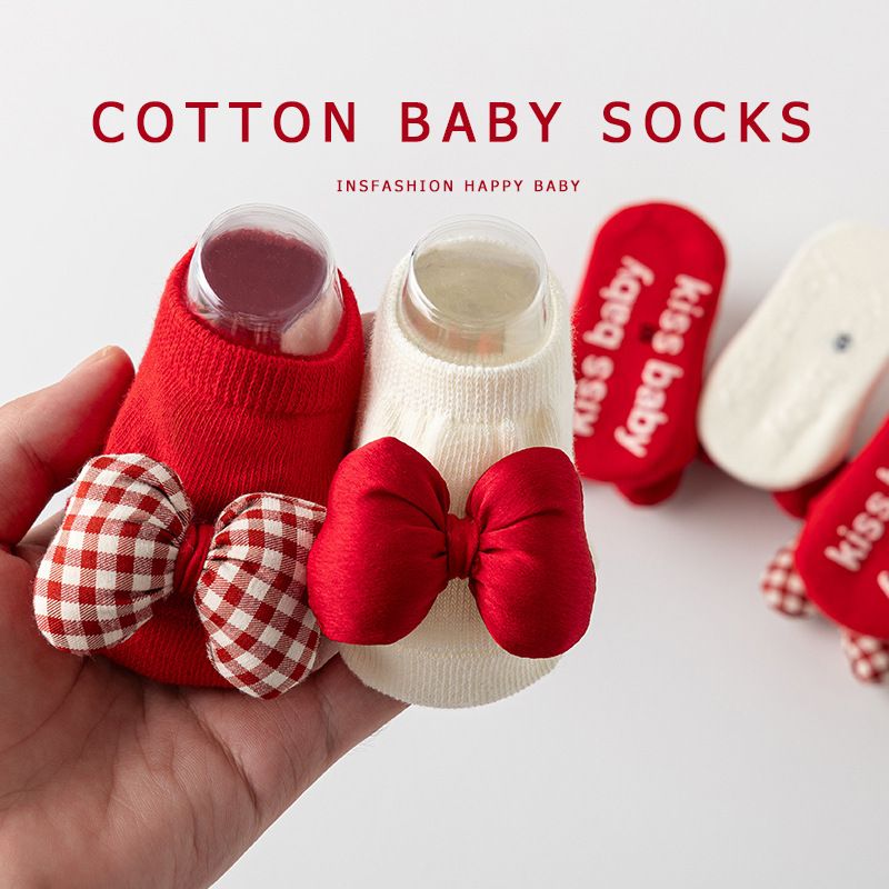 4 pairs New fashionable spring and autumn styles of anti-slip boat socks for girls, infants and toddlers, and cute thin floor socks