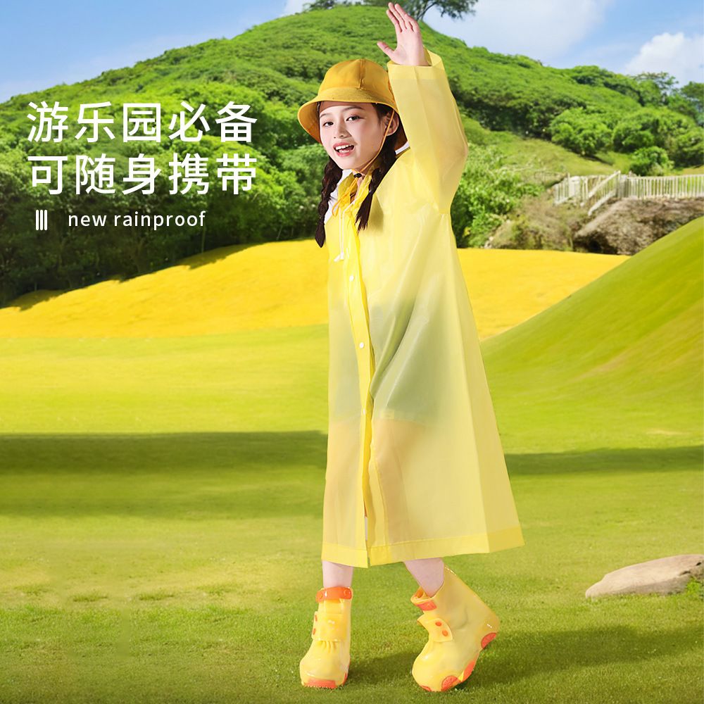 Fashion Kids Raincoat Waterproof Rain Poncho Clear Transparent Children/Rain Coat .Unisex, one-size fits all Colorful poncho raincoat Reusable clear plain rainwear Waterproof, windproof and breathable