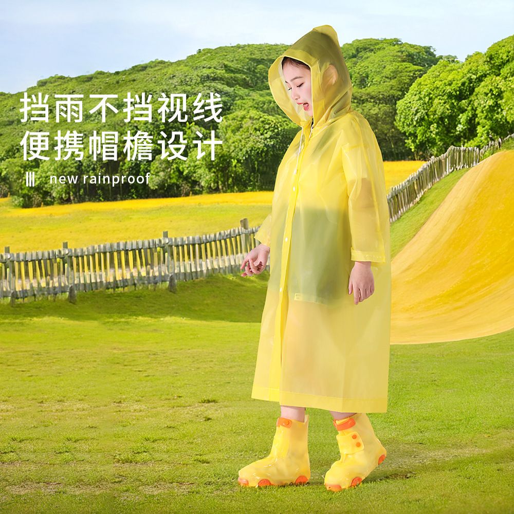 Fashion Kids Raincoat Waterproof Rain Poncho Clear Transparent Children/Rain Coat .Unisex, one-size fits all Colorful poncho raincoat Reusable clear plain rainwear Waterproof, windproof and breathable