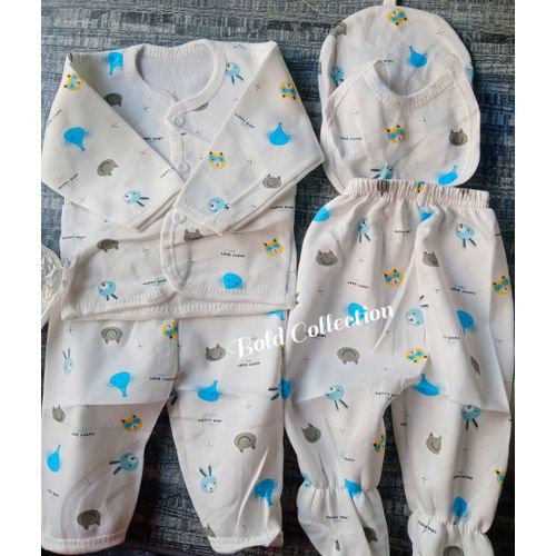 CLEARANCE OFFER  5PCs Blue Warm Newborn Baby Boy Set Of Sweater/2trauser/cap/bib