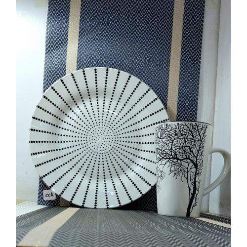 OFFER NEW 6 Pcs Dinner Plates Ceramic 6 Tree Mugs