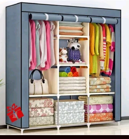 STRONG  and nice 3 Columns Metallic Wardrobe Large Capacity Wardrobe Assemble Closets Portable Home Storage portable wardrobe wardrobes clothing storage