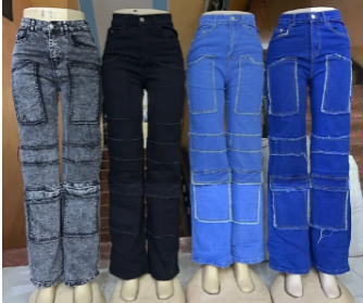 High quality denim, classic and high quality  Women's Wide Leg Casual Pants with Eight Pockets, High Waisted Cargo Pants, Combat Military Trousers