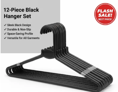 Heavy Duty Clothes Hangers 12 Pcs Grey Non-Slip Durable Clothes Hangers for Wardrobe Organization Heavy Duty Plastic Jacket Hangers - Durable & Space-Saving