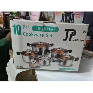 👌ELAVATE YOUR KITCHEN SET💫👌JP 10pcs Premium quality Stainless Steel Cookware Sets Pot Sufuria with Glass Lids.Heavy duty Supports induction cooking Non-stick Easy to maintain and clean