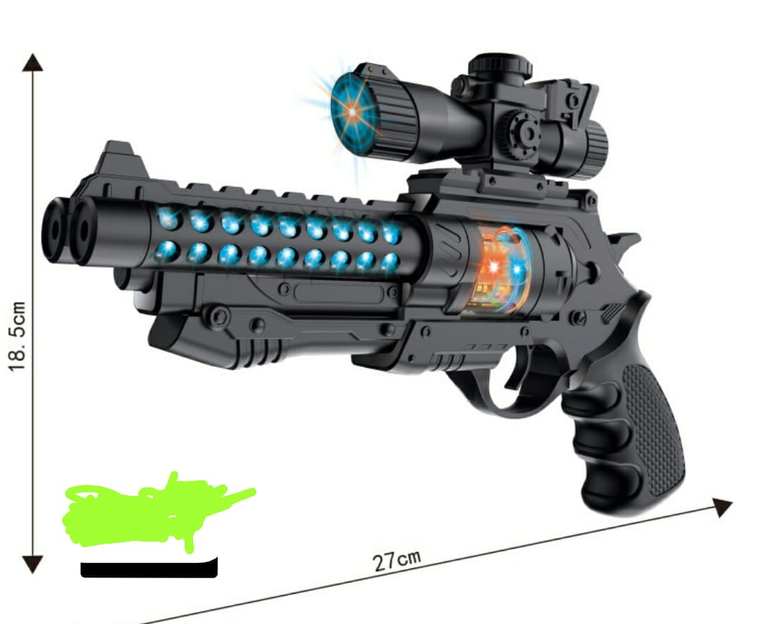 UP YOUR GAME WITH Toy Gun Battery Operated With Sound And Light.. The toy makes real sound, and pin point the target with beam light. It uses batteries to functional. The best enjoyment while indoor o
