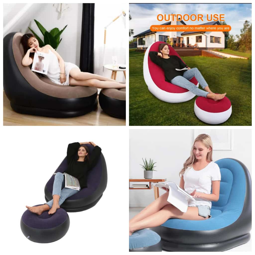Inflatable Sofa With Footrest Plus Electric Pump Red/white.Indoor Outdoor PVC Inflatable lounge sofa set flocking lounge chair with footrest air sofa chair for adults
Name: Inflatable Lounge Sofa
Mate